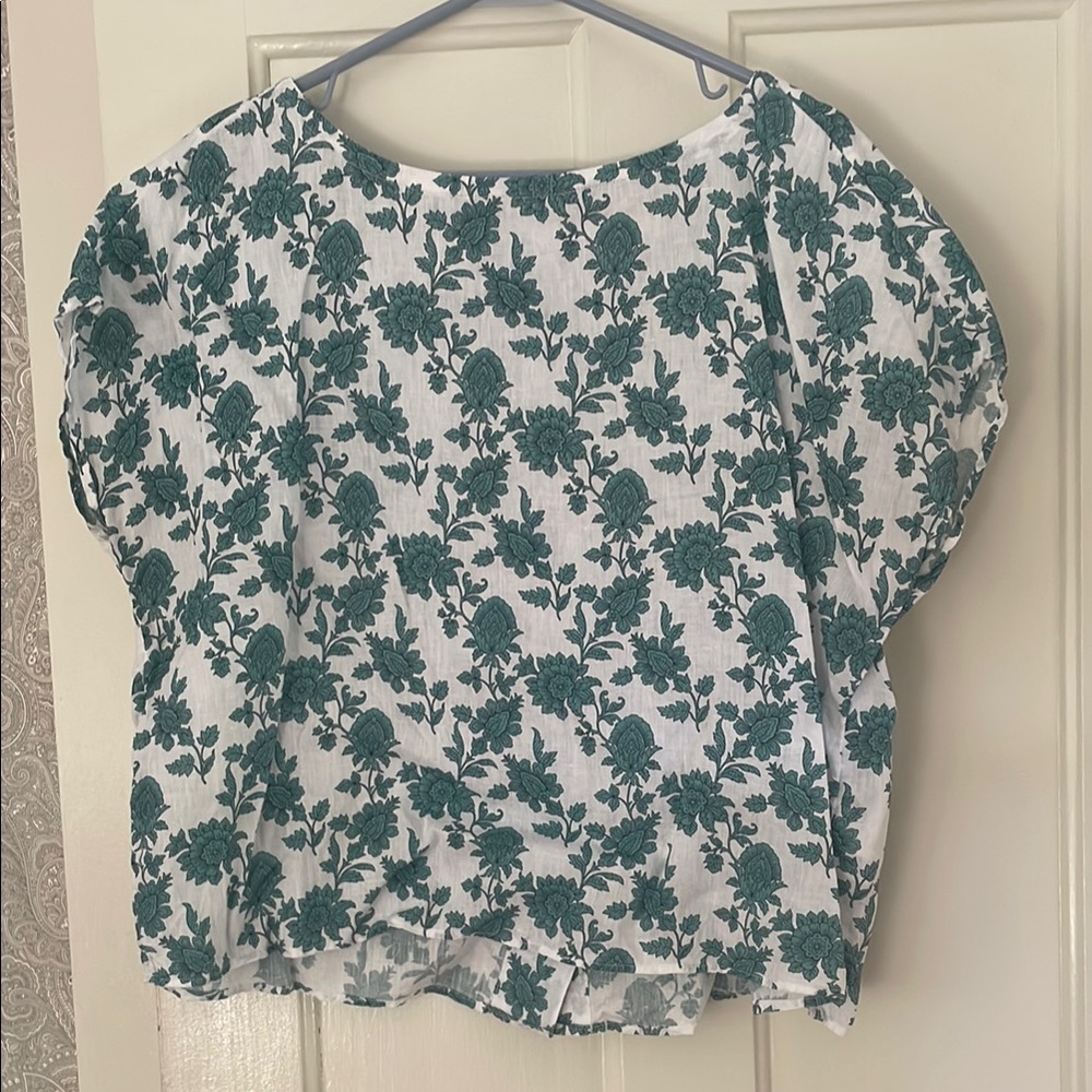 Cynthia Rowley Green Puff Sleeve Blouse